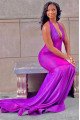 Trendy Purple Sequins Halter Backless Mermaid Prom Dresses