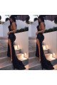 Sexy Black Sequins Spaghetti Straps Open Back Prom Dresses