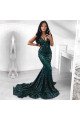 Dark Green Sequins V-Neck Sleeveless Sexy Mermaid Prom Dresses