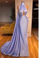 New Arrival High Neck Ruffles Lavender Sheath Prom Dresses