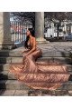 Sparkle Rose Gold Sequins Spaghetti Strap Sleeveless Mermaid Prom Dresses