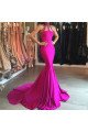 Elegant Fuchsia High Neck Sleeveless Mermaid Prom Dresses With Appliques