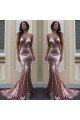 Sexy Pink Sequins Halter Backless Mermaid Prom Dresses