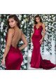 Charming Burgundy Spaghetti Straps Backless Sheath Prom Dresses With Appliques