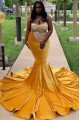 Generous Gold Sweetheart Velvet Oversize Mermaid Prom Dresses With Crystal