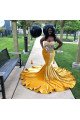 Generous Gold Sweetheart Velvet Oversize Mermaid Prom Dresses With Crystal