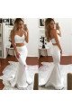 Simple White Sweetheart Front Slit Two Pieces Prom Dresses