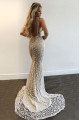 Sexy Silver Spaghetti Straps Backless Lace Mermaid Prom Dresss 