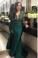 Generous Dark Green V-neck Long Sleeves Mermaid Prom Dresses