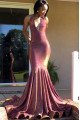 Sparkle Purple Sequins Halter Backless Mermaid Prom Dresses