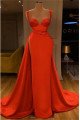 Simple Red Spaghetti Straps Side Slit A-line Prom Dresses