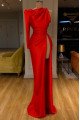 Fashion Burgundy Jewel Side Slit Sheath Prom Dresses