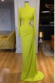 Gentle Green High Neck Long Sleeves Sheath Prom Dresses With Crystal