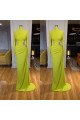 Gentle Green High Neck Long Sleeves Sheath Prom Dresses With Crystal