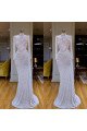 Modern White Sequins High Neck Long Sleeves Sheath Prom Dresses