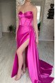 Elegant Fuchsia Sweetheart Side Slit Sheath Prom Dresses