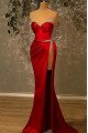 Charming Burgundy Spaghetti Straps Side Slit Sheath Prom Dresses With Crystal