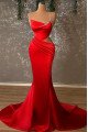 Sexy Red One Shoulder Mermaid Prom Dresses With Court Train