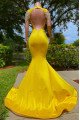 Modern Yellow Off Shoulder Beading Mermaid Prom Dresses With Crystal