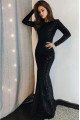 Beautiful Black Jewel Long Sleeves Sequins Sheath Prom Dresses