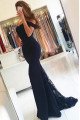 Fashion Black Off Shoulder Sheath Evening Dresses With Appliques