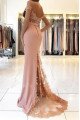 Lovely Pink Off Shoulder Sheath Evening Dresses With Appliques