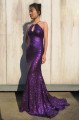 Gorgeous Purple Halter Backless Sequins Sheath Evening Dresses