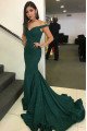 Elegant Dark Green Off Shoulder Sequins Sheath Evening Dresses With Court Train