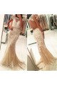 Generous Champagne Jewel Backless Sheath Evening Dresses With Appliques