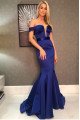 Sexy Dark Navy Off Shoulder Mermaid Evening Dresses With Keyhole