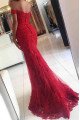 Fashion Red Off Shoulder Sheath Evening Dresses With Appliques