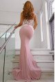 Lovely Candy Pink Spaghetti Straps Sheath Evening Dresses With Appliques