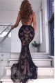 Sexy Dark Navy Halter Sheath Evening Dresses With Court Train