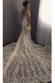 Beautiful V-neck Backless Lace Mermaid Wedding Dresses With Chapel Train