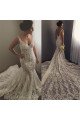 Beautiful V-neck Backless Lace Mermaid Wedding Dresses With Chapel Train