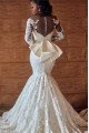 Honorable Off Shoulder Long Sleeves Lace Mermaid Wedding Dresses With Chapel Train