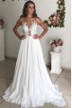 Sexy V-neck Open Back A-line Wedding Dresses With Appliques