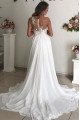 Sexy V-neck Open Back A-line Wedding Dresses With Appliques