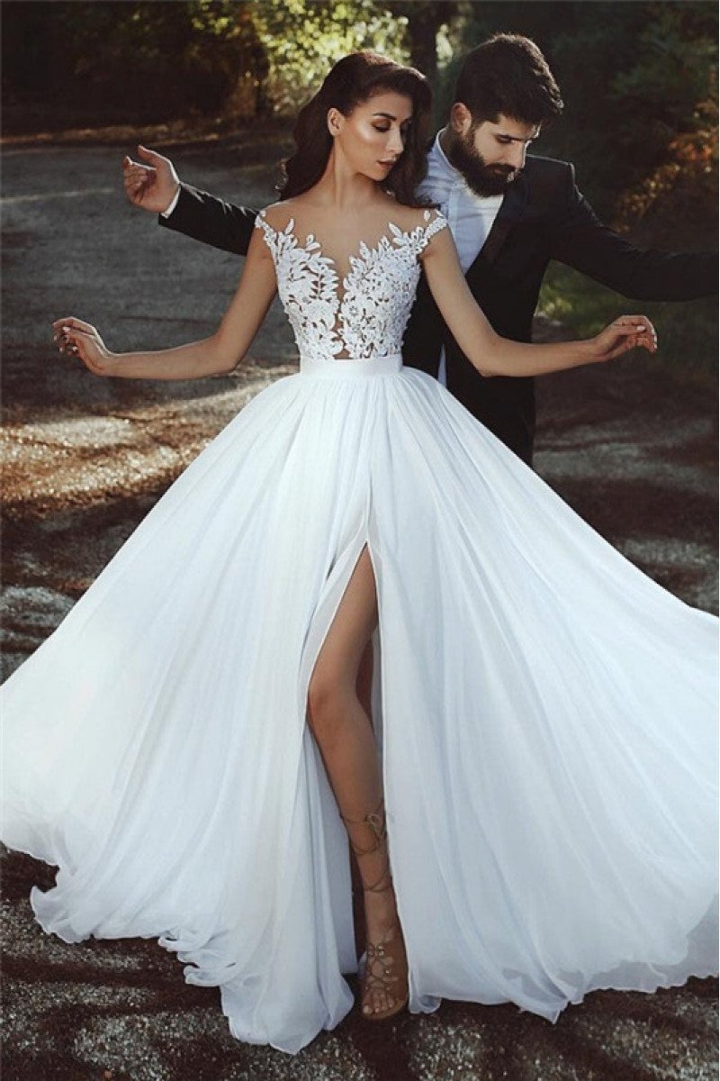 Generous Off Shoulder Open Back Ball Gown Wedding Dresses With Appliques