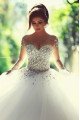 Gorgeous Jewel Long Sleeves Ball Gown Wedding Dresses With Crystal