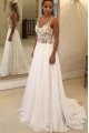 Chic V-neck Backless A-line Wedding Dresses With Appliques