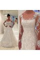 Beautiful Square Long Sleeves Open Back A-line Wedding Dresses With Appliques