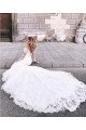 Modern Off Shoulder Long Sleeves Appliques Mermaid Wedding Dresses With Chapel Train