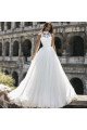 Chic High Neck Tulle Ball Gown Wedding Dresses With Appliques