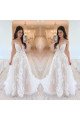 Beautiful Spaghetti Straps Sleeveless Appliques A-line Wedding Dresses