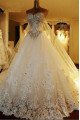 Luxury Sweetheart Appliques Royal Train A-line Wedding Dresses With Crystal