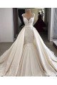 Sexy V-neck Appliques Mermaid Wedding Dresses With Panel Train