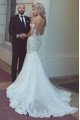 Sexy Off Shoulder Backless Lace Mermaid Wedding Dresses With Court Train