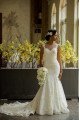 Mild Jewel Open Back Lace Mermaid Wedding Dresses With Court Train