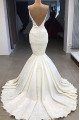 Classical Spaghetti Straps Panel Train Backless Mermaid Wedding Dresses With Appliques